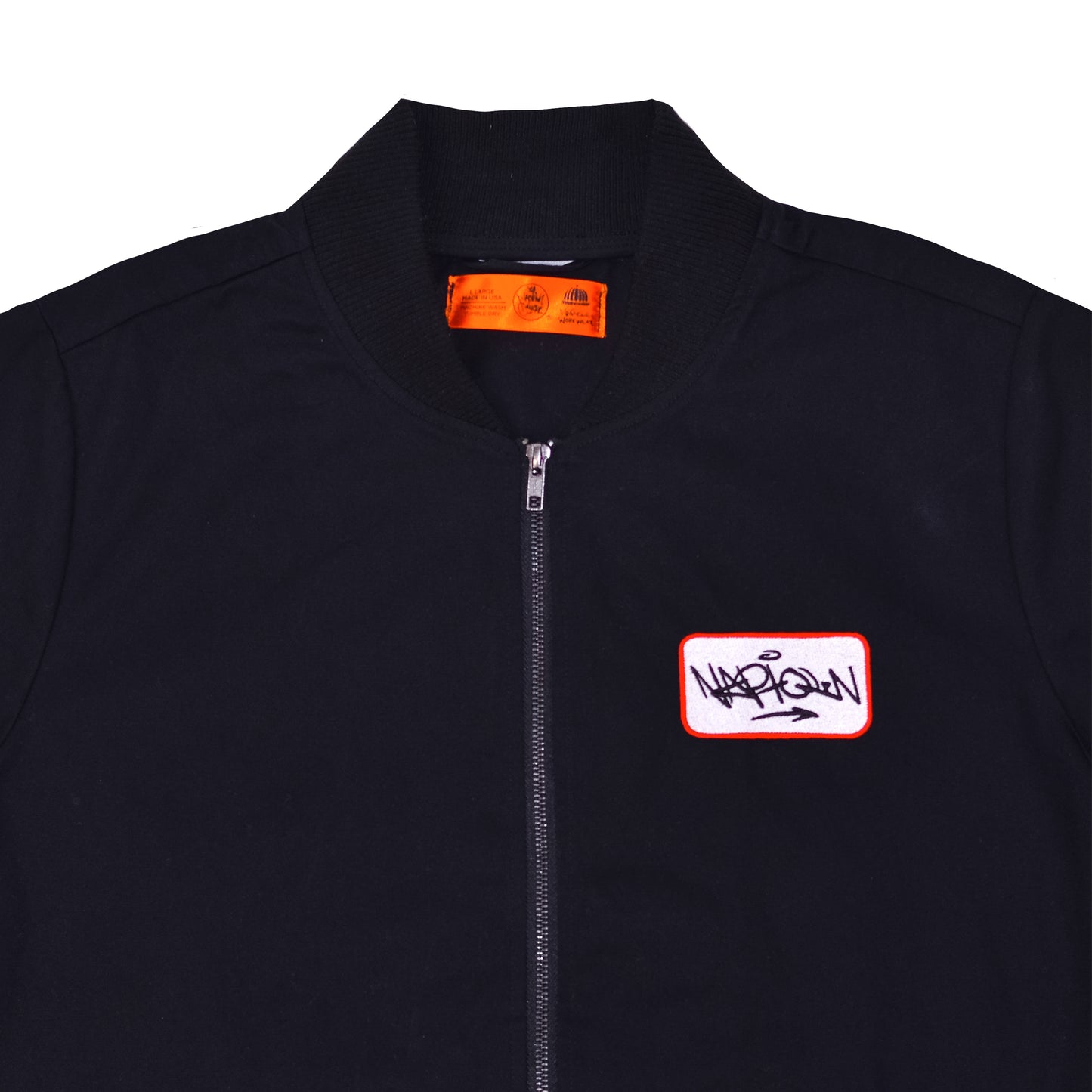 Embroidered Work Bomber Jacket Black