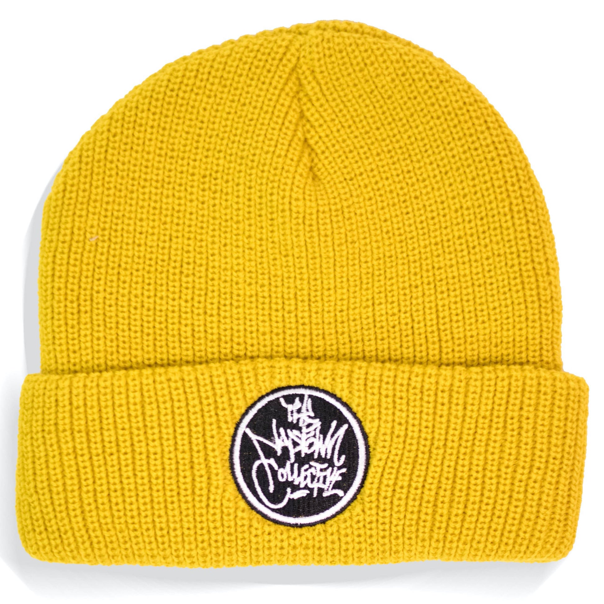 Yellow Ribbed Cuff Logo Beanie